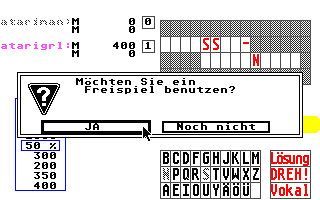 Glücksrad ST atari screenshot